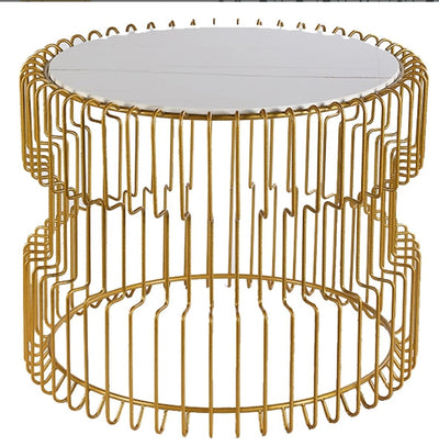 Marble and Gold Fusion Coffee Table with Unique Space-Cage Metal Base