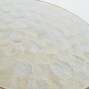 W22" Natural Capiz Seashell Tabletop French Round Coffee Table