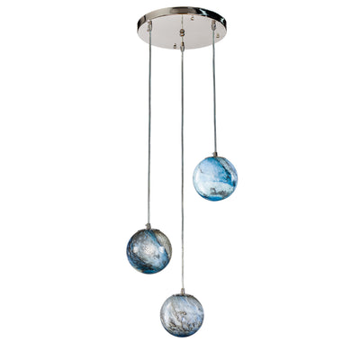3-Light Unique Linear Planet Glass Globe Chandelier