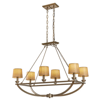 6-Light Unique ORB Iron Boat Chandelier with Fabric Shade