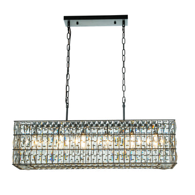 37inch Modern Farmhouse Square Crystal Chandelier in Black