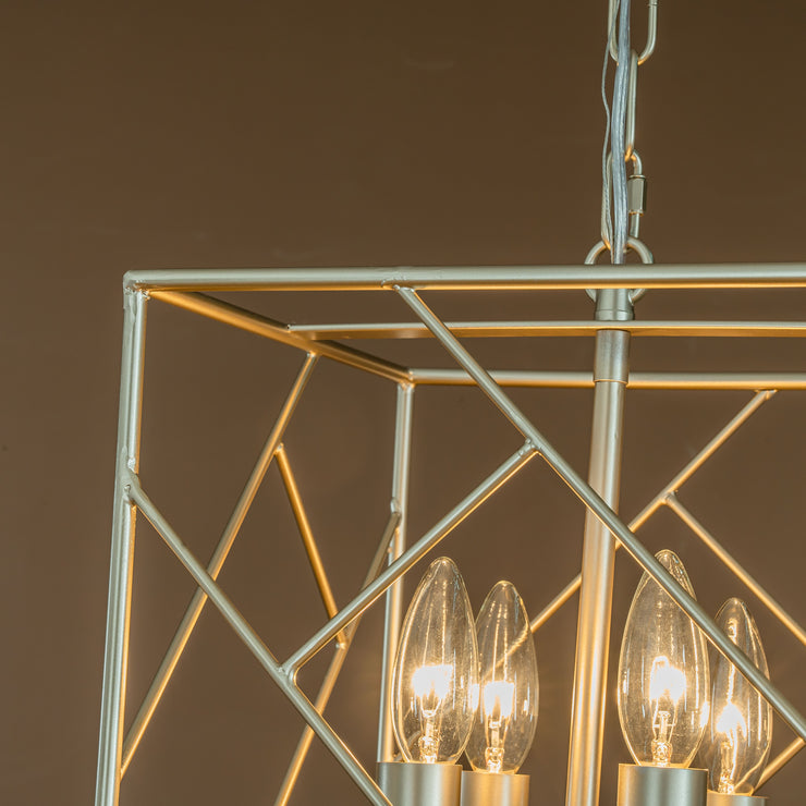 4-Light Unique Space Geometry Iron Chandelier in Soft Gold