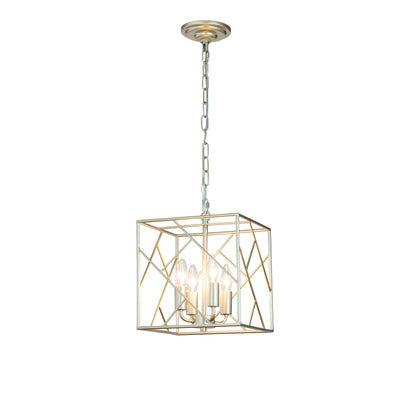 4-Light Unique Space Geometry Iron Chandelier in Soft Gold