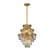 8 Light Elegant Vintage Gold Fringe Crystal Chandelier with Tier Antique Gold Frame