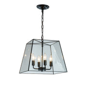 4 Light Modern Geometric Chandelier with Clear Glass Shade