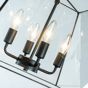 4 Light Modern Geometric Chandelier with Clear Glass Shade